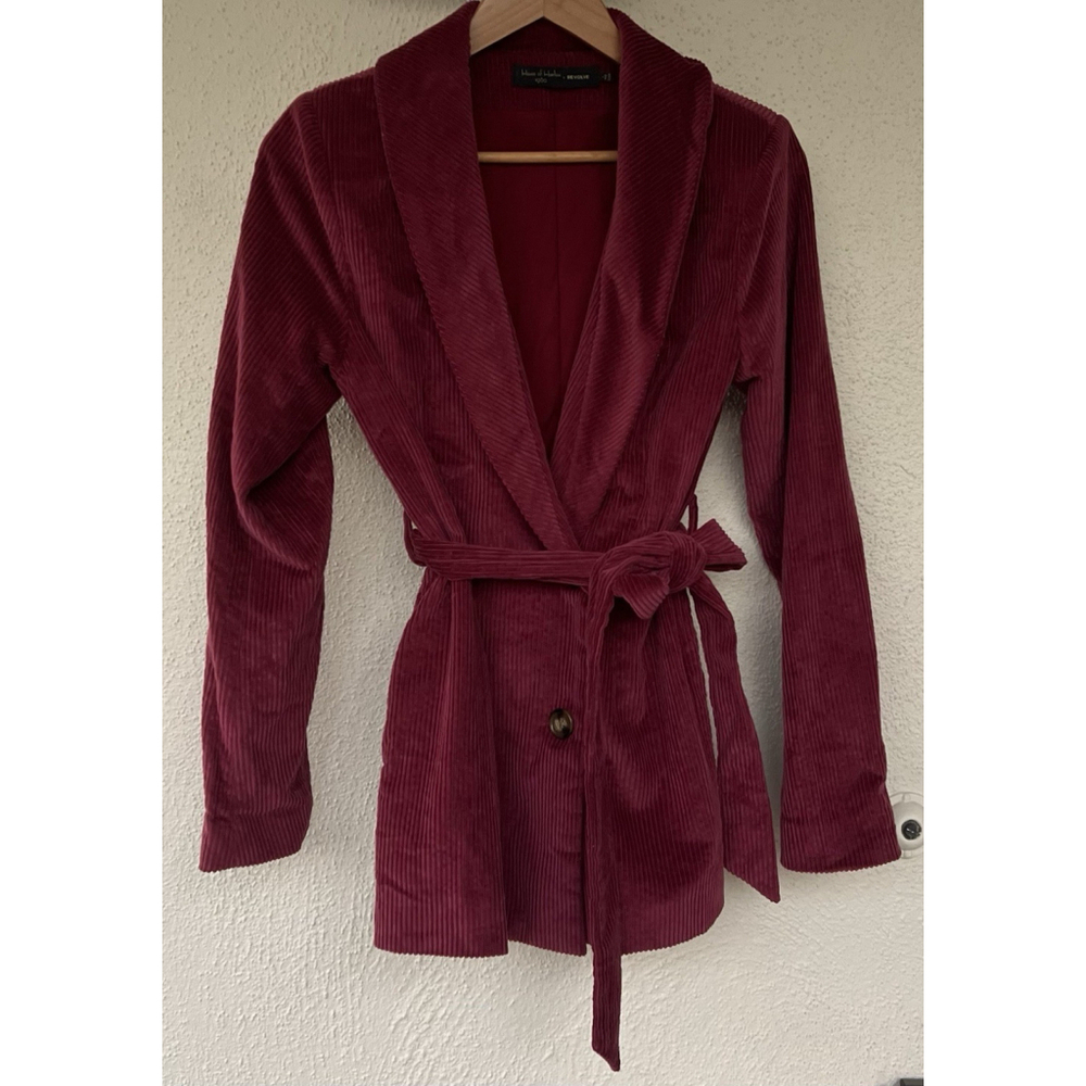 HOUSE OF HARLOW House 1960 x REVOLVE Burgundy Corduroy Lykke Blazer Belted Small - Picture 3 of 8